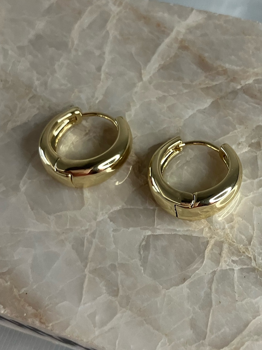 14k gold Plated Gold Huggie Hoop Earrings 12 mm